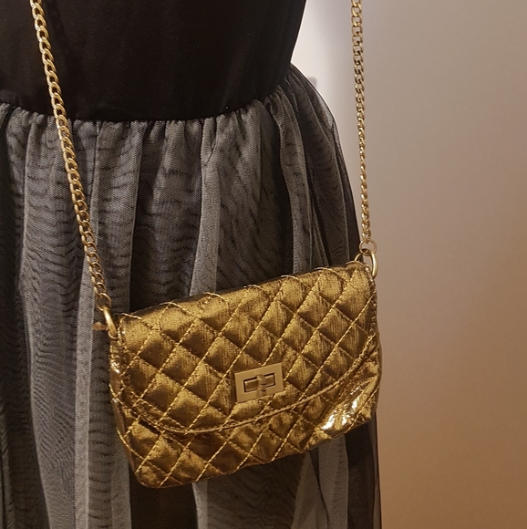 Pretty mini quilted gold bag